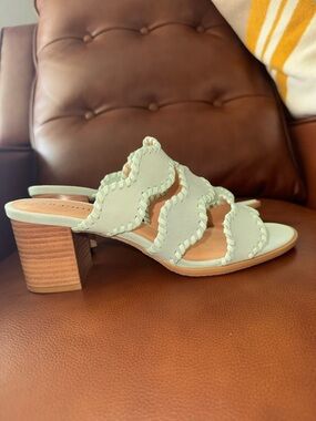 NWT Jack Rogers Logan Block Heel Sandal Mint Seafoam NEW